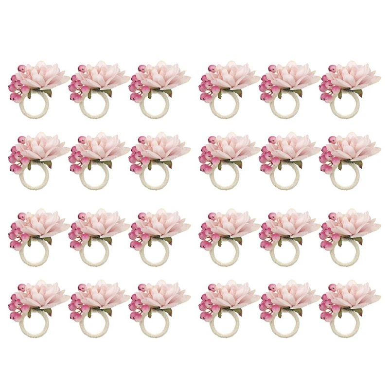 

Flower Napkin Rings 24Pcs, Napkin Rings Holder, Spring Floral Serviette Buckles Holder Table Decorations, A