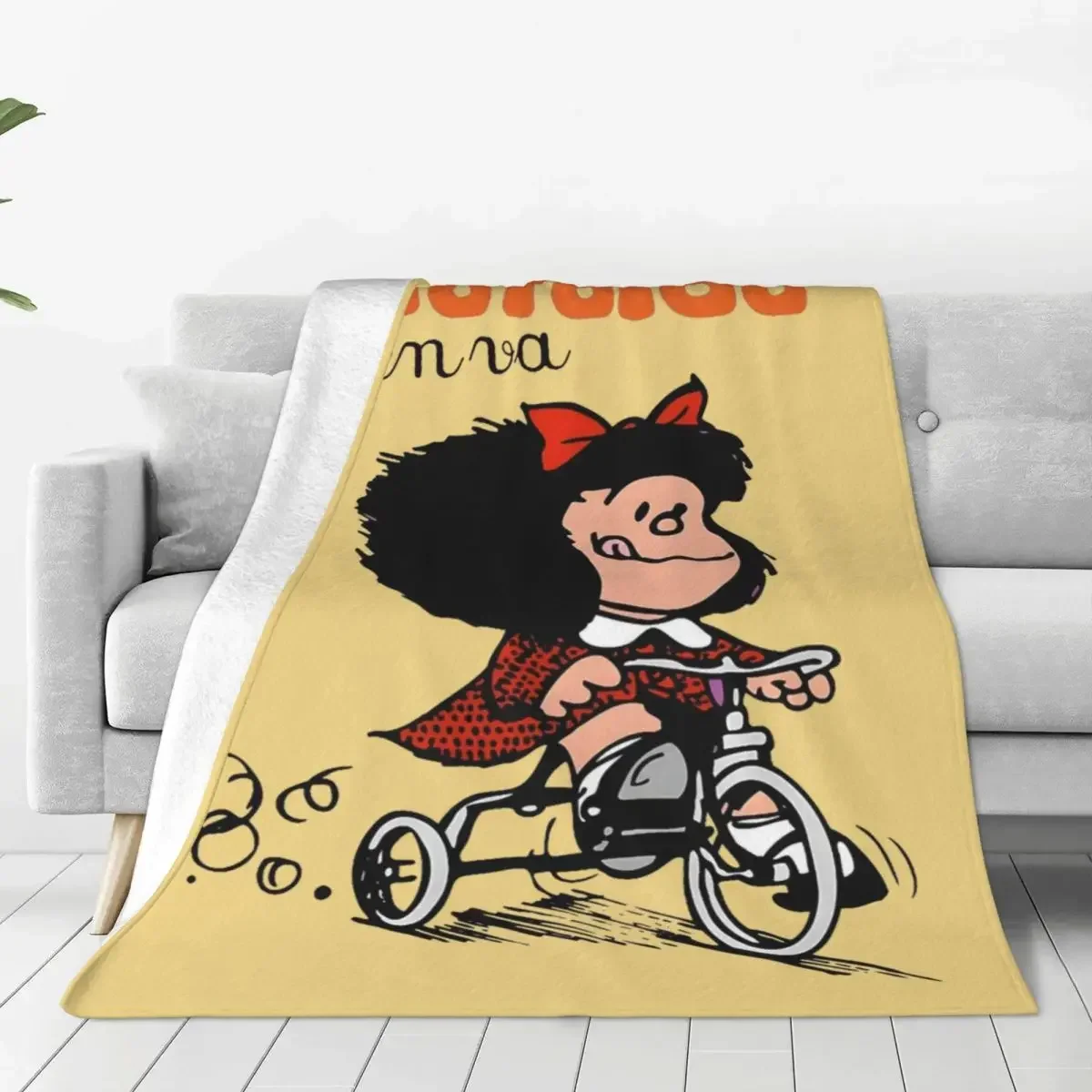 

Mafalda Quino Go Bicycle Blankets Flannel Print Cute Funny Multifunction Soft Throw Blanket for Sofa Couch Rug Piece