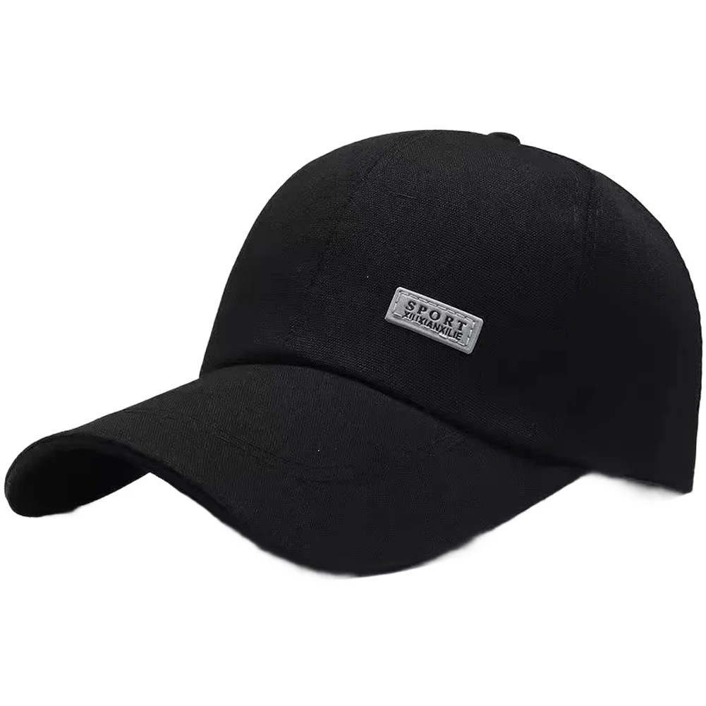 Extended Brim Baseball Cap UV Protection Sun Hat Breathable Canvas Outdoor Sports Cap For Men Women Black