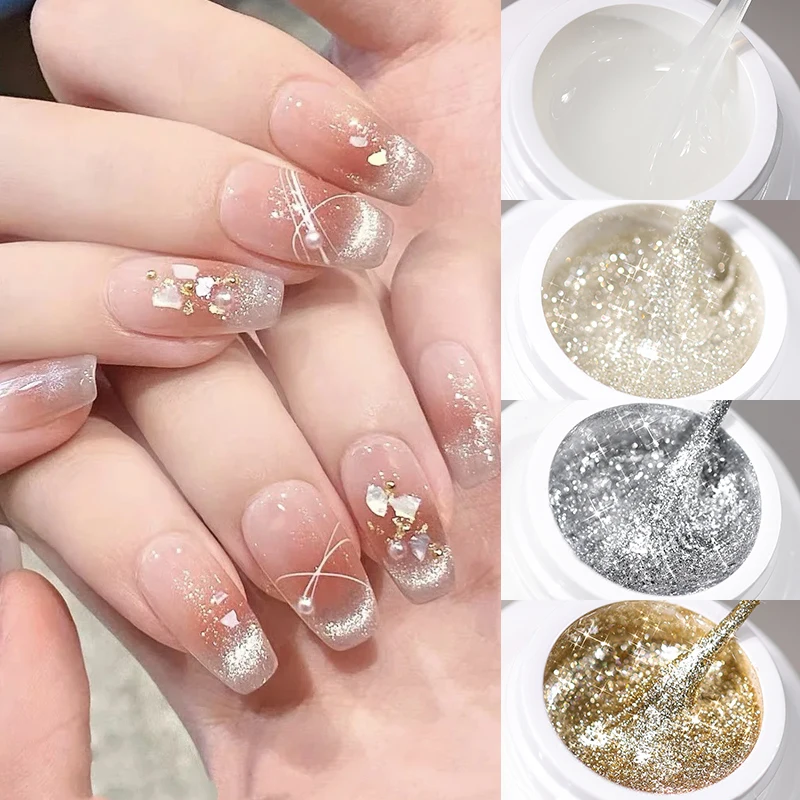 

BORN PRETTY 5ml Spider Drawing Nail Gel Polish Gold Sliver Clear Flash Sparking Glitter Wire UV Soak Off Nail Art Painting Gel