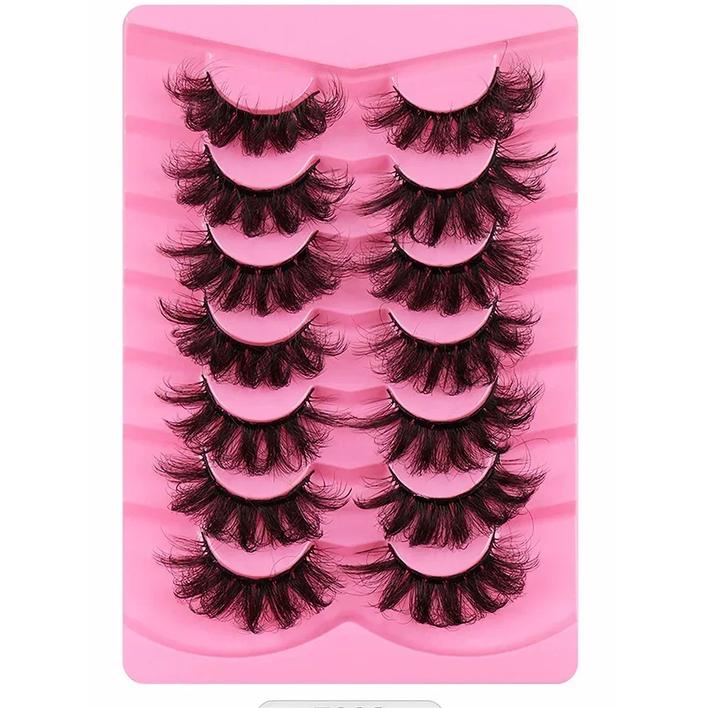 7 Pairs 3D Faux Mink Lashes Bulk Russian Volume Fluffy Natural False Eyelashes Thick Dramatic Faux Mink Eyelashes