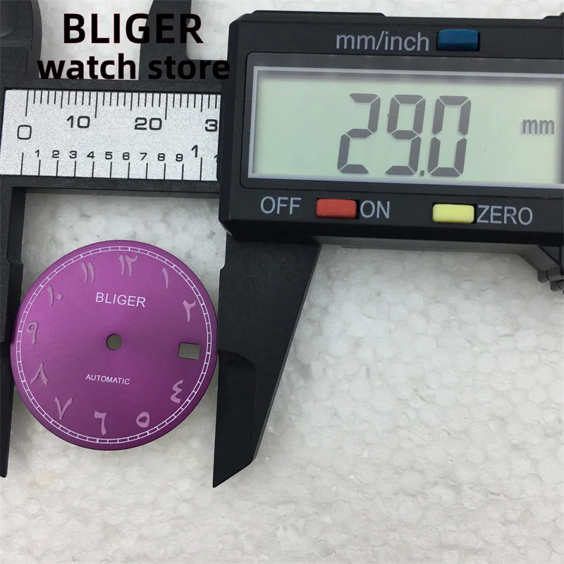 Bliger 29mm czarny, niebieski, zielony, różowy i fioletowy sterylna tarcza do ruchów NH35/NH35A