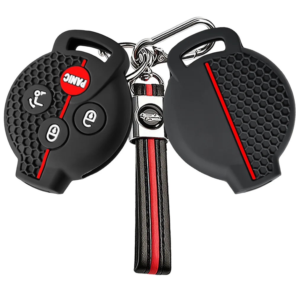 For Benz Brabus 451 Silicone Car Key Case Cover for Benz Smart 450 City Coupe Cabrio Crossblade Fortwo Roadster K 4 Buttons