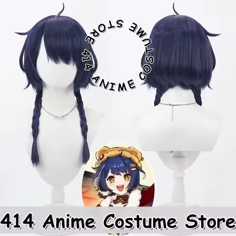 Game &amp; Anime Xiangling Cosplay Wig Genshin Impact Heat-Resistant Fiber Synthetic Hair