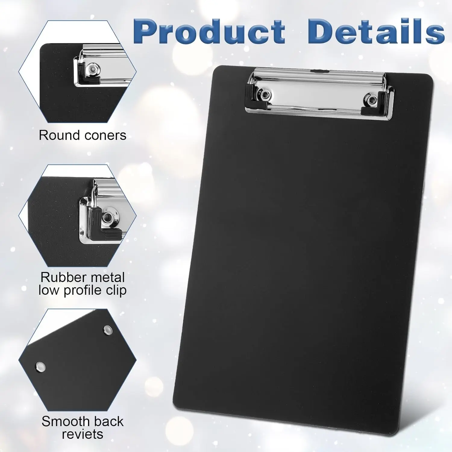 12 Pack Clipboards with Pen Holder 8.5x12.4 Black Clip Board Plastic Standard A4 Letter Size Hanging Clipboards for Students