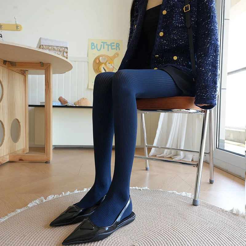 

Gothic Winter White Black Thermal Striped Tights Women Warm Thick Y2K Sexy Solid Color Stockings Pantyhose Fashionable Panties