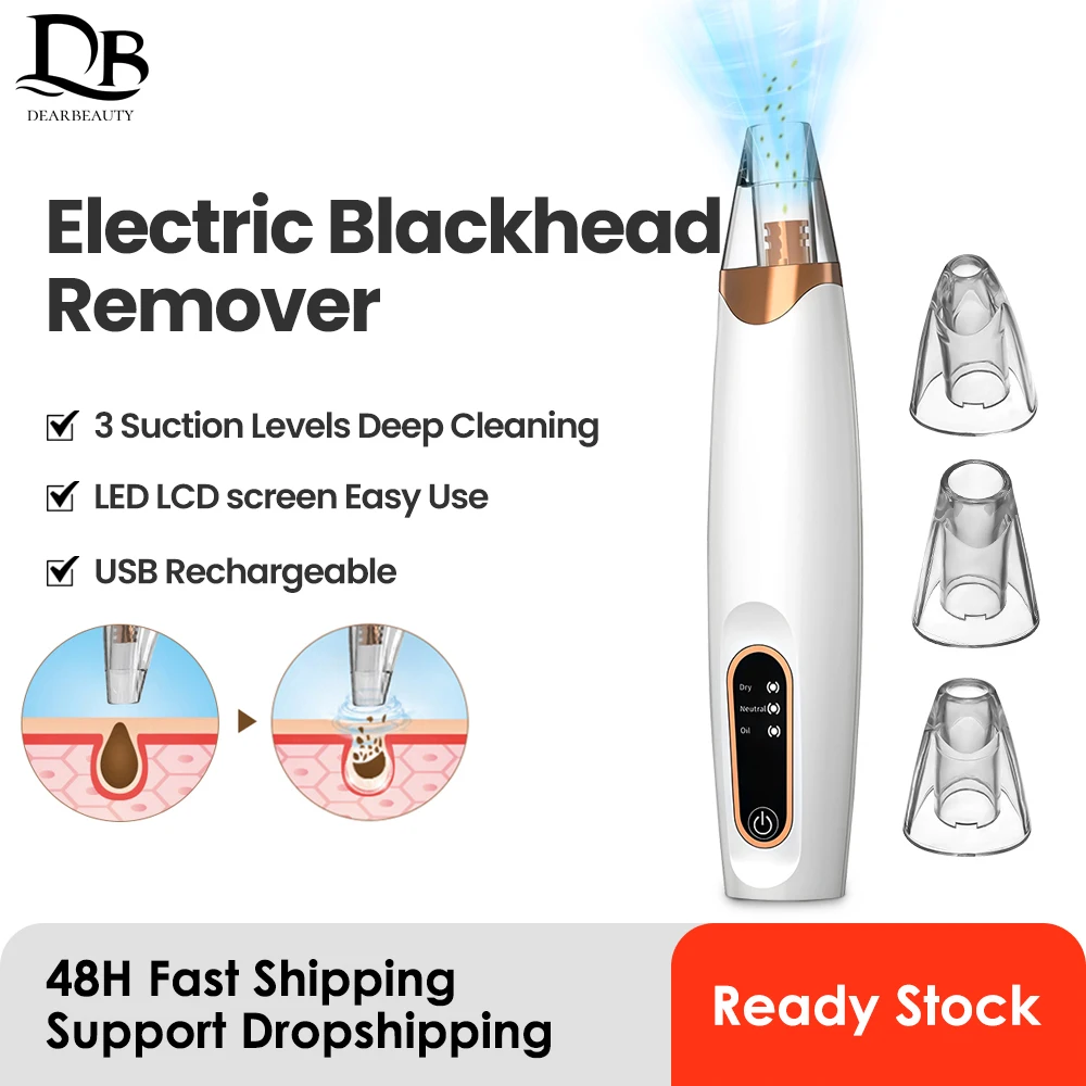 

Electric Vacuum Blackhead Remover Pore Cleaner Rechargeable Facial Skincare Device for Whitehead&Acne Suction Black Spots Pimple