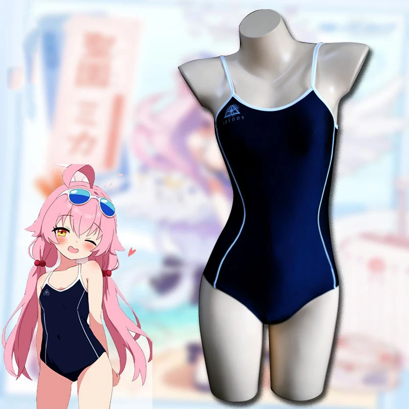 

Game Blue Archive Takanashi Hoshino Swimsuit Cosplay Costume Swimwear Uniforms Suit Wig Headwear Halo Halloween Carnival Party