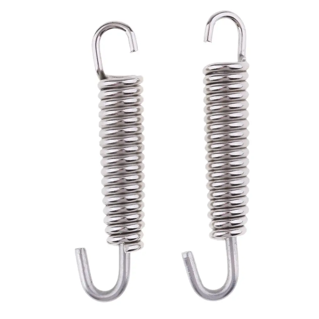 2Pcs 65mm Motorcycle Stainless Steel Exhaust Pipe Muffler Spring Hook