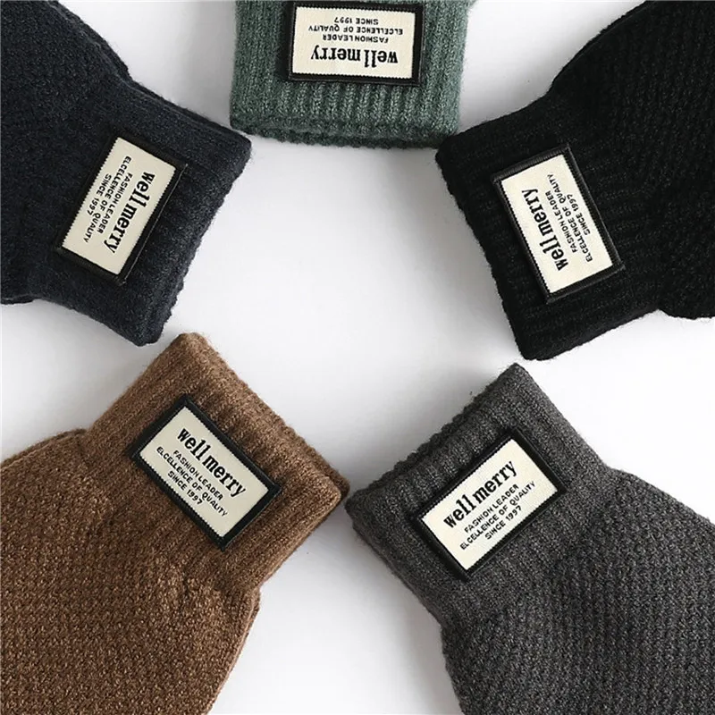 

Knitted Gloves Winter Men Touchscreen High Quality Male Mitten Thicken Warm Imitation Cashmere Solid Men Business Gloves Autumn