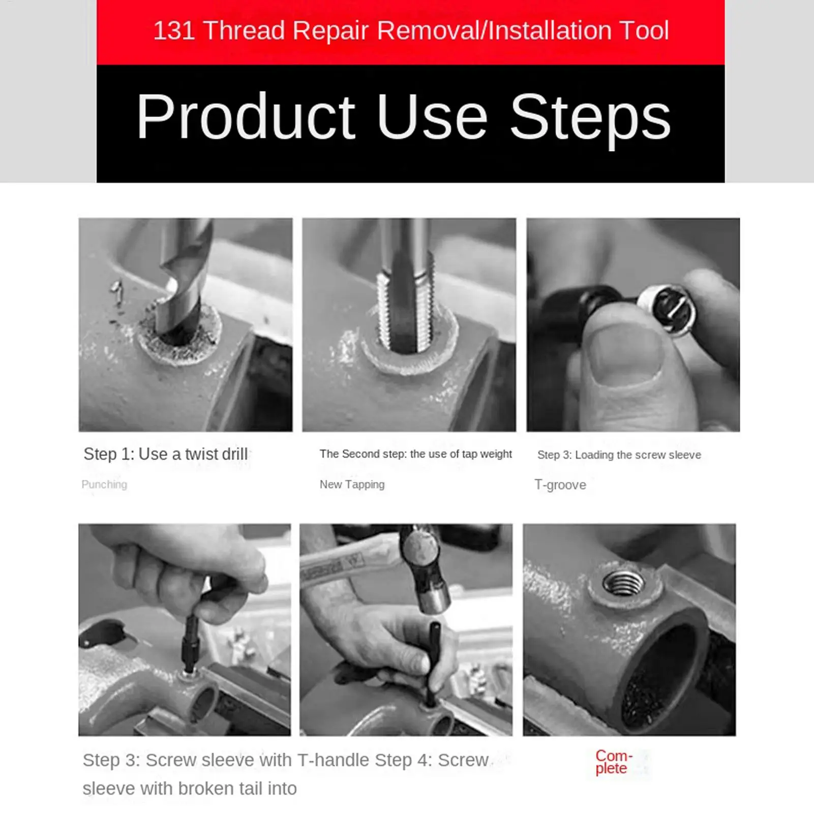 

Engine Thread Repair Kit Thread Cylinder Gadgets Cylinder Repair Tools Set With Coil Drill Bit Insert For Automotive Truck