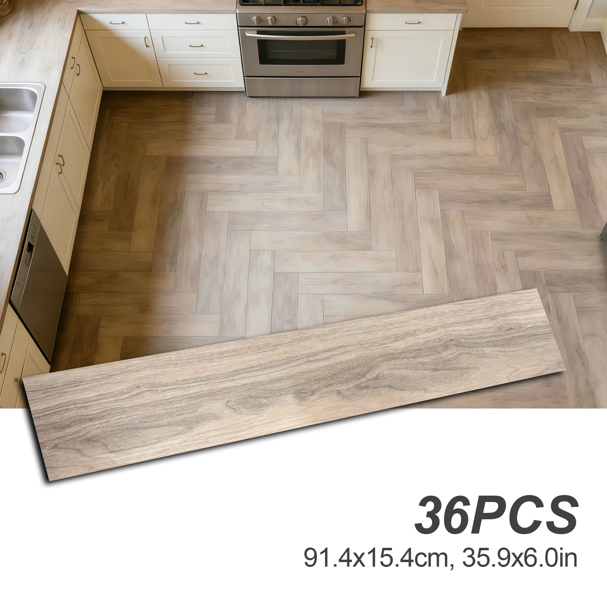91,4×15,3 cm, grubość 0,1 cm, listwy podłogowe z PVC imitujące drewno, samoprzylepne, 36 sztuk, uniwersalne listwy dekoracyjne, łatwe w montażu, idealne do samodzielnego wykonywania prac, do wykładzin — 2