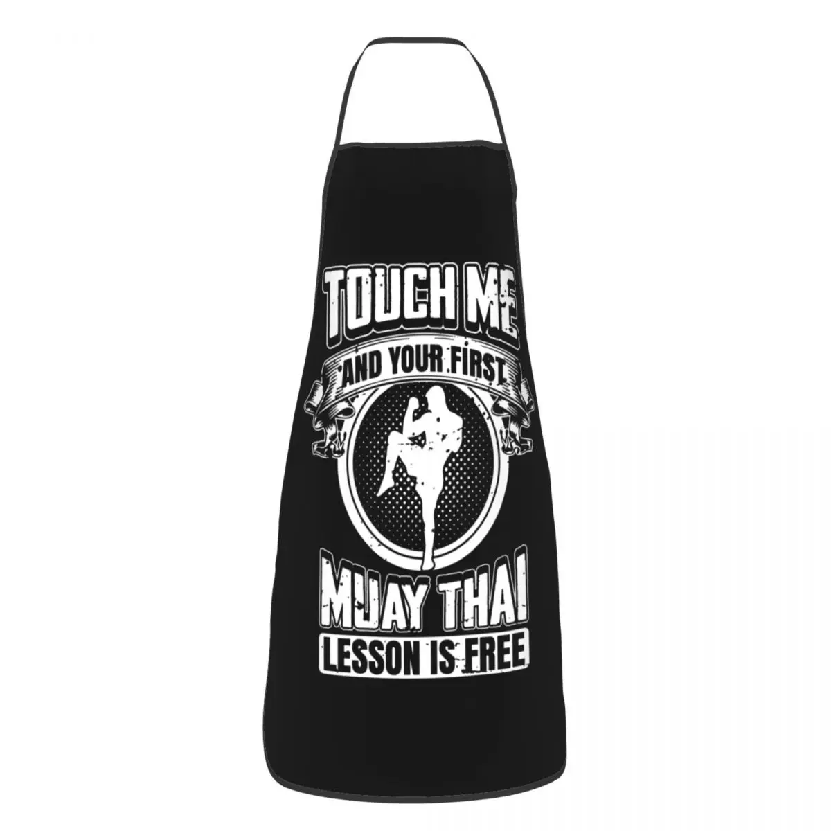 Funny Touch Me And Your First Muay Thai Lesson Is Free Bib Aprons Thailand Martial Art Fighter Tablier Cuisine for Cooking