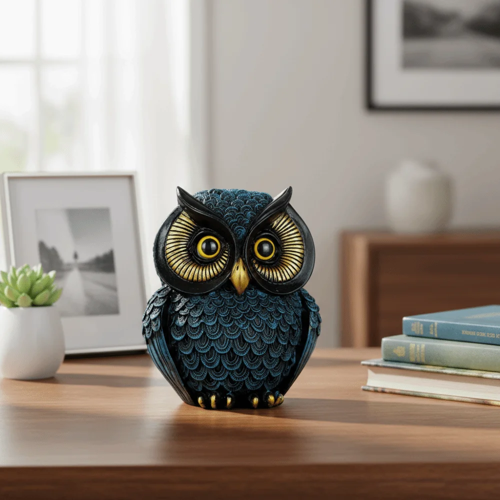 Vintage Resin Owl Statue 3
