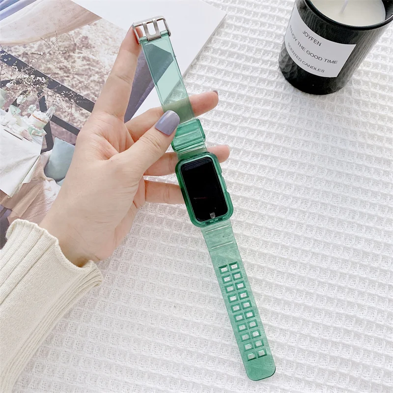 Transparent Silicone Watch Band Case For Huawei band 7/6 Sport Replacement Protector Bracelet for Honor band 6 Smartwatch Strap