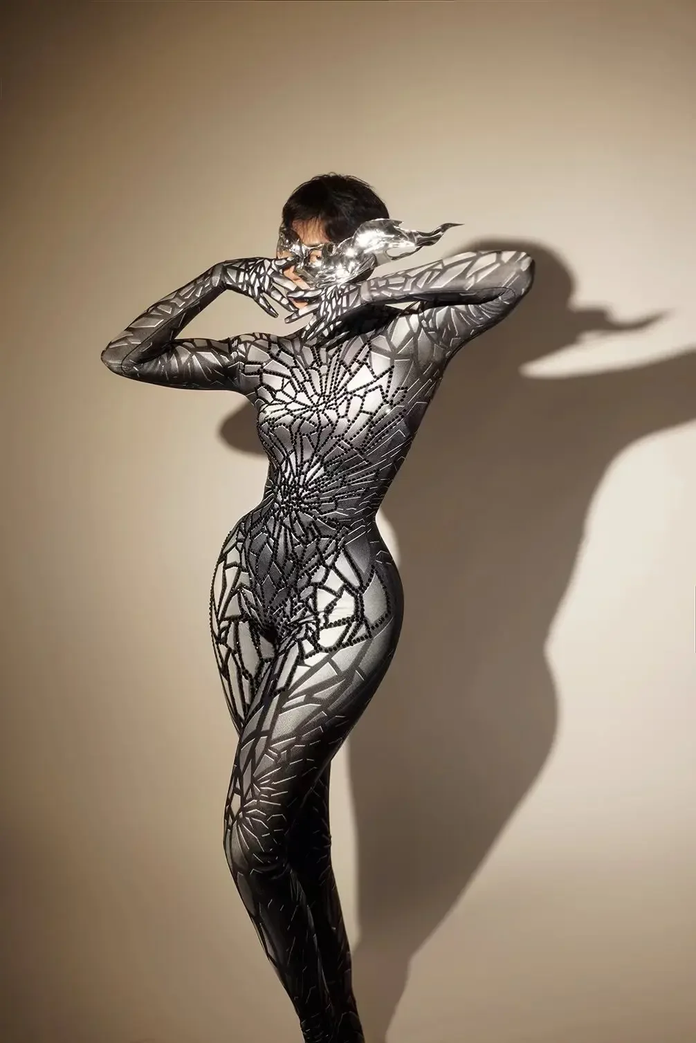 Mono con purpurina y diamantes de imitación para mujer, traje de baile elástico sexy, ropa de escenario para cantante, disfraces de cumpleaños Drag iueen