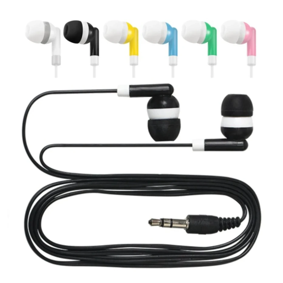 

100pcs Cheap Colorful 3.5mm In-Ear Wired Earphone Stereo Music Earbuds Headset for Bus Train Plane Concert Museum School Gift