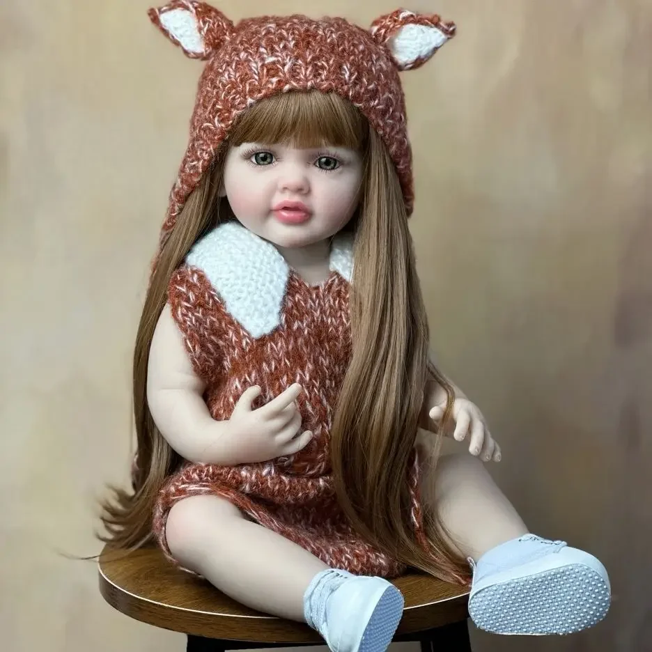 

BZDOLL Реалистичный Полный Мягкий Силиконовый Корпус 55 см 22 дюйма Кукла Реборн для Девочки Живой Новорожденный Bebe Симпатичная Одевательная Игрушка Подарок На День Рождения