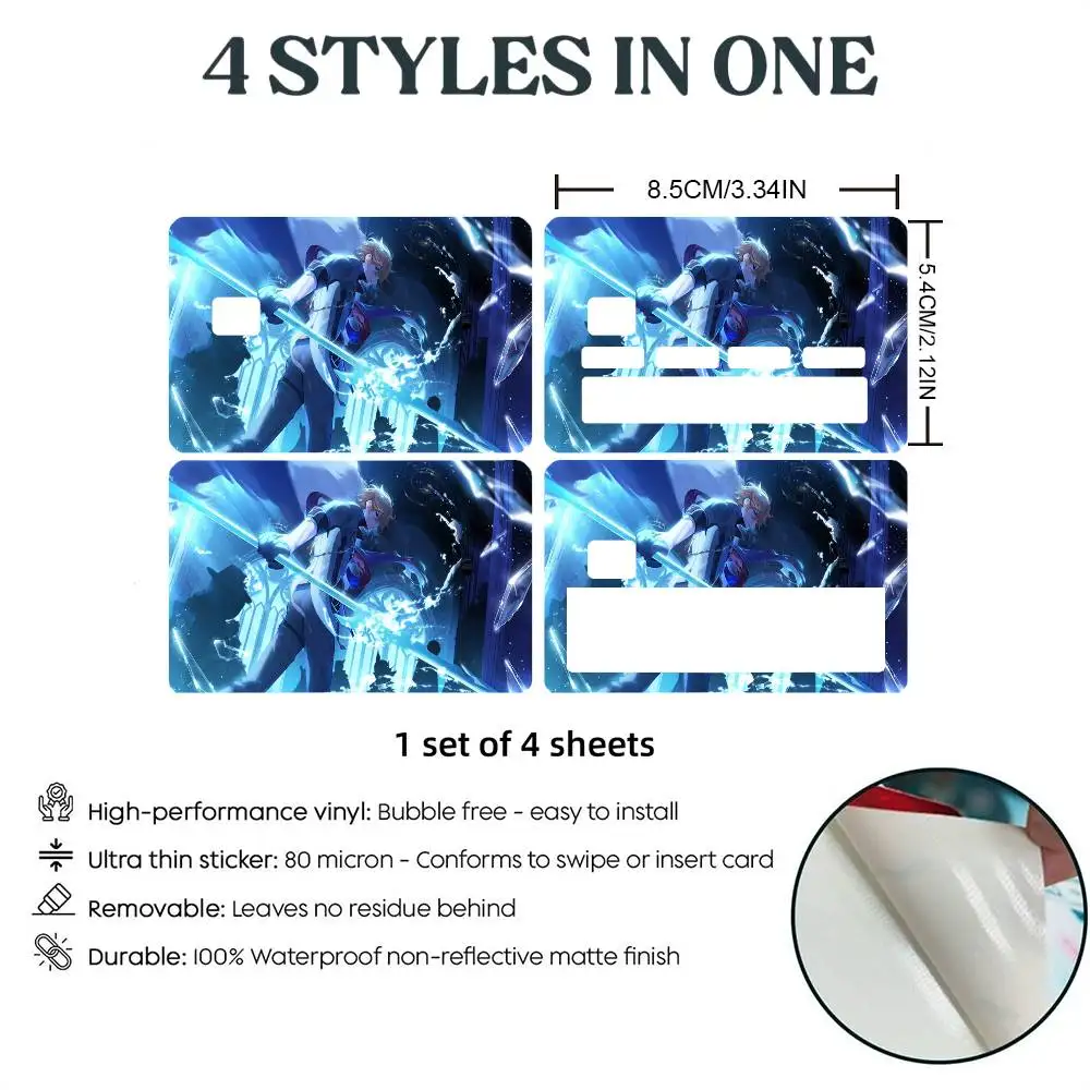 A-genshin Impact Ajax Credit Card Skin Stickers For Bank Card Bus Metro Card Sticker Waterproof Women Gift