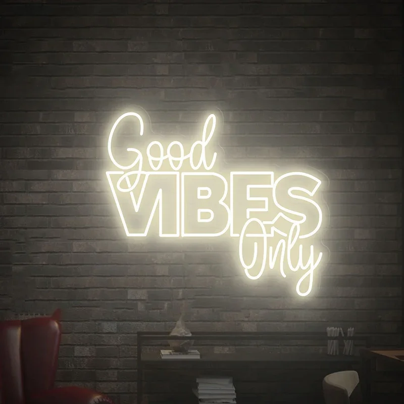 Good Vibes Only Neon Sign Custom Wedding Backdrop Party Decoration Neon Sign Home Living Room Wall Art Decor Led Neon Light