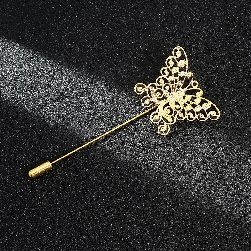 Retro Metal Leaf Flower Brooches Gold Color Animal Long Needle Lapel Pins for Women and Men Shirt Suit Badge Fashion Jewelry