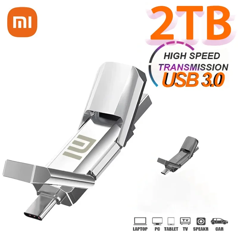 Xiaomi 1Tb 2Tb Usb Flash Drivers 3.0 Usb 2Tb 1Tb Metalen Hoge Snelheid Pendrive Draagbare Stick Flash Geheugen Opslag U Disk Adapter