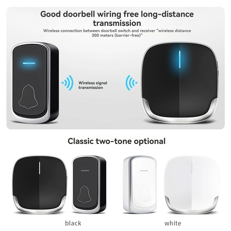 Campainha remota eletrônica piscando campainha remota chamada inteligente campainha música sem fio plugue da ue