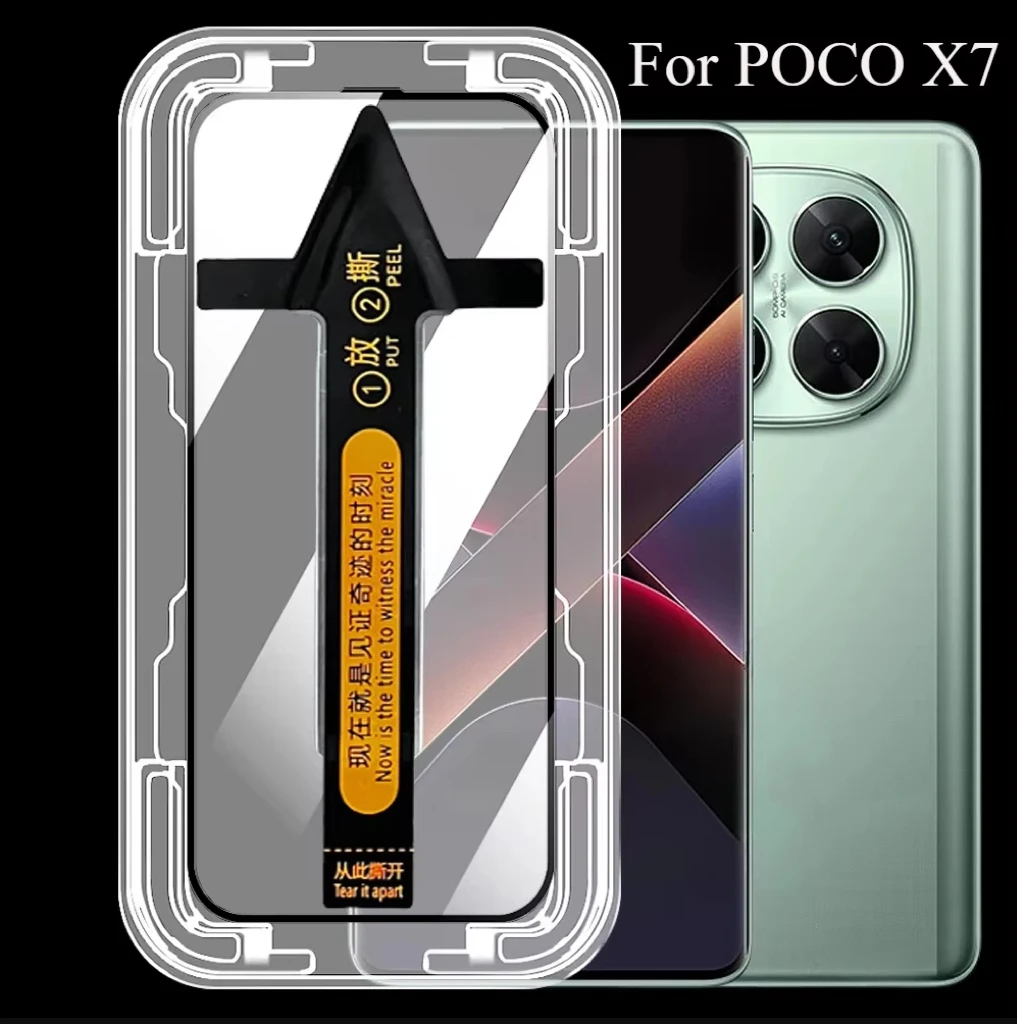 

3Pcs Easy Install Curved Tempered Glass For Poco X7 X6 X5 X4 X9 F9 F8 F7 F6 Screen Protector Protective Glass With Paste Tool88