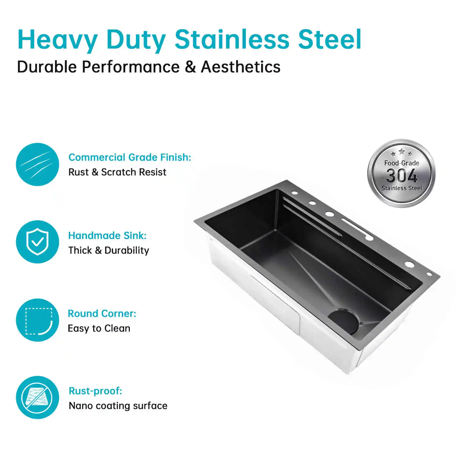 싱글 볼 주방 싱크대, 스테인리스 스틸 워크스테이션 싱크대, 가정용 식기세척기 싱크대, 야외용 드롭인 싱크대, 세탁실, 바용