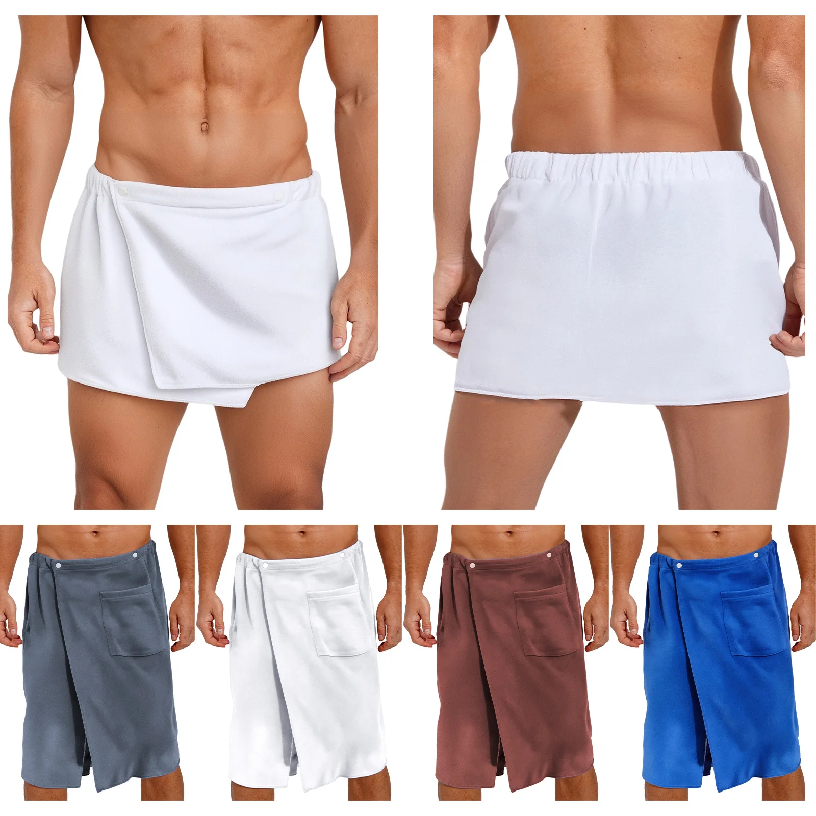 الرجال مثير مناشف حمام مرونة الخصر جيب تيري القطن مايكرو فوط استحمام تنورة ل سبا الاستحمام دش التفاف التستر منشفة