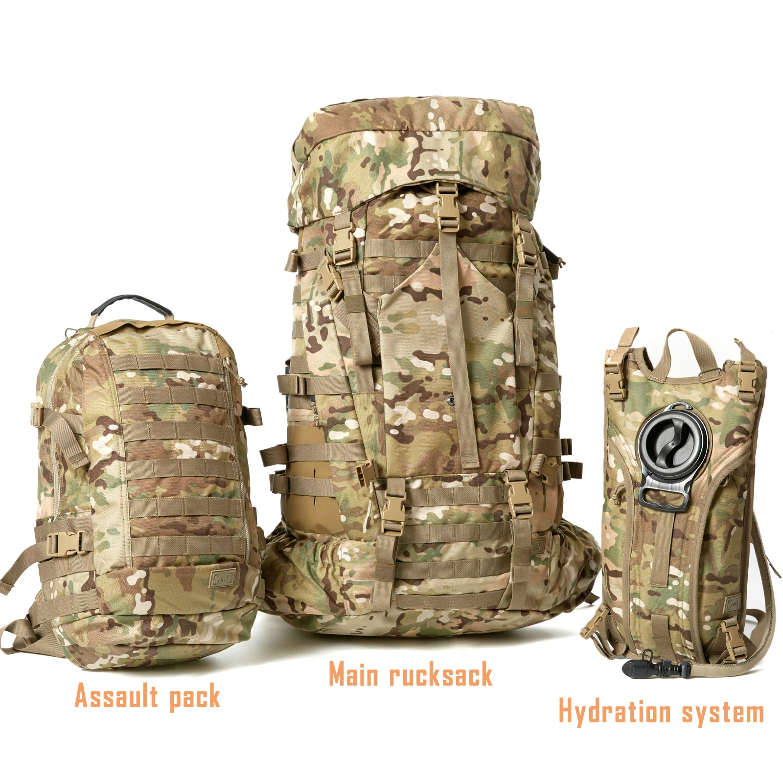 MT ILBE Tactical Assault Backpack,100L Large Military Army Rucksack with Hydration Pack, Shoulder Straps and Waist Belt Multicam