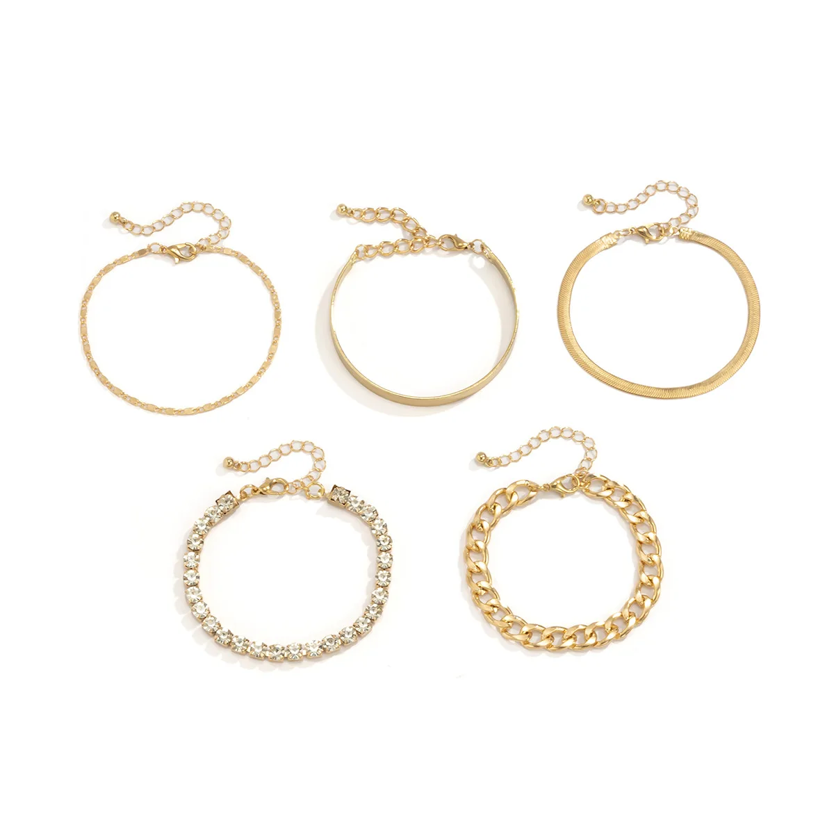 Vintage Diamonds Metallic Glossy Stacked Bracelet