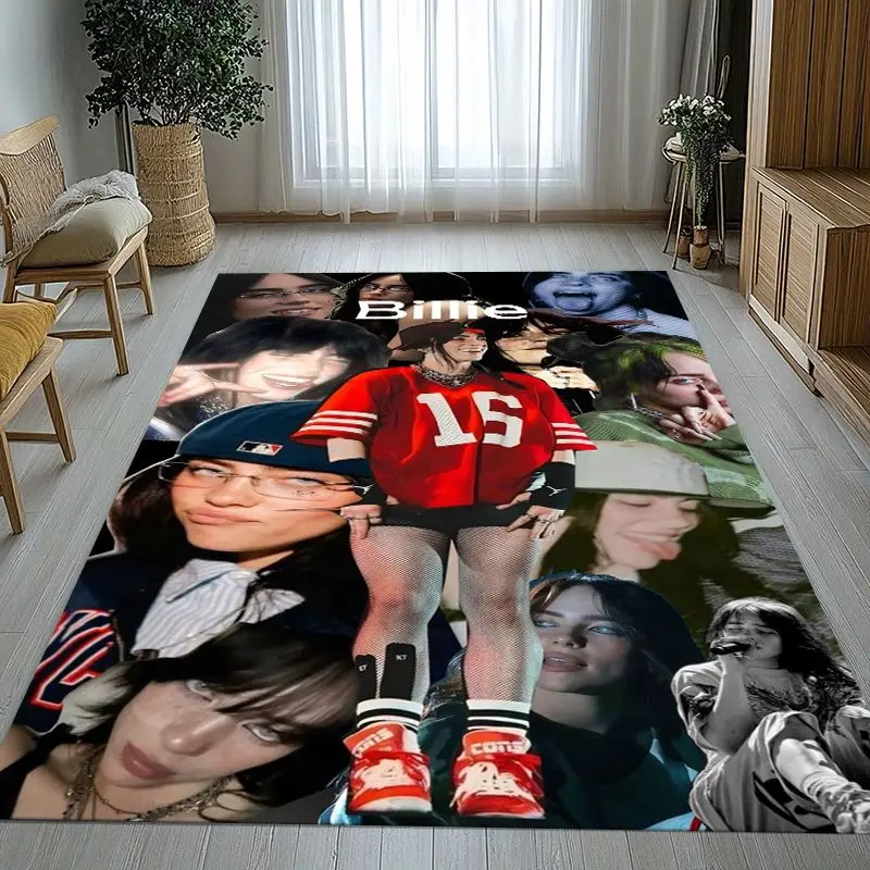 Billie Eilish Style Grunge Music Corner Area Rug,Soft Non-Slip Carpet Mat for Living Room Bedroom,Sofa Floor Rug,Home Decor Gift