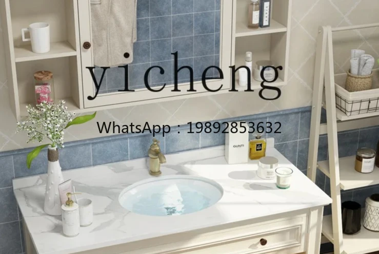 

bathroom cabinet combination solid wood floor-to-ceiling washbasin rock slab washbasin sink washbasin cabinet