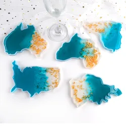 8PCS/set Intercontinental map coaster epoxy resin silicone mold Seven continents world map coaster gypsum silicone mold