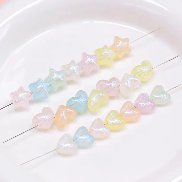 

30pcs Pearlescent Acrylic Beads Star love beads DIY Handmade Bracelet Jewelry Making Accessories