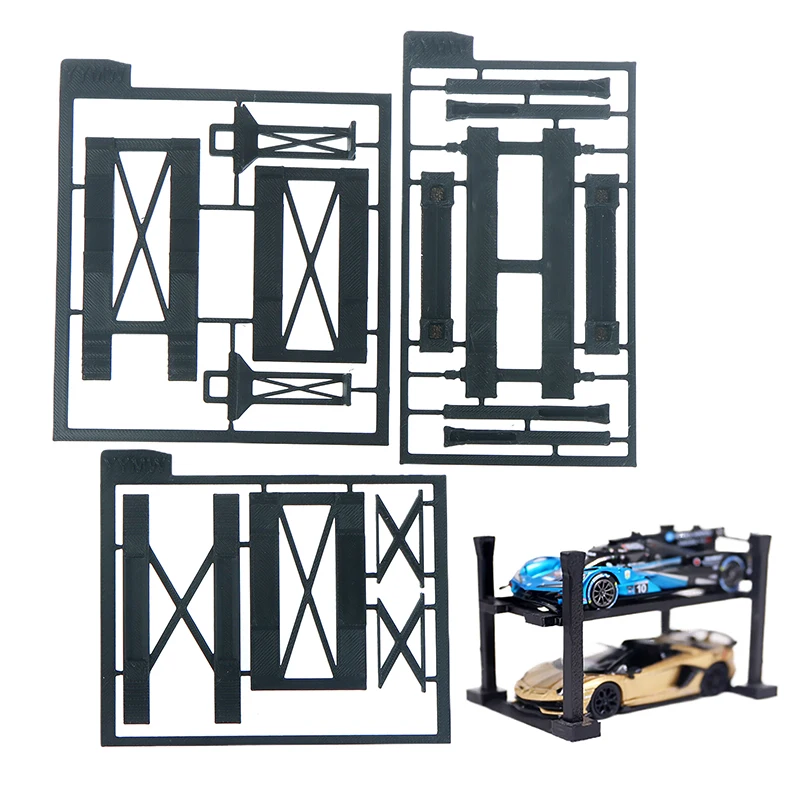 Double-deck Vehicle Parking Frame Model For 1/64 Alloy Car Toy 3D Printed Garage Car Rack Scene Decoration Assembly Parts