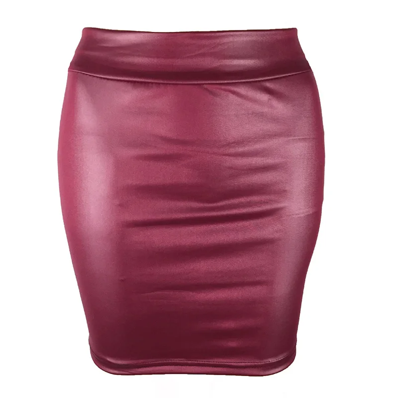 Женская короткая юбка из искусственной кожи, однотонная облегающая юбка с завышенной талией в винтажном стиле, сексуальная клубная одежда