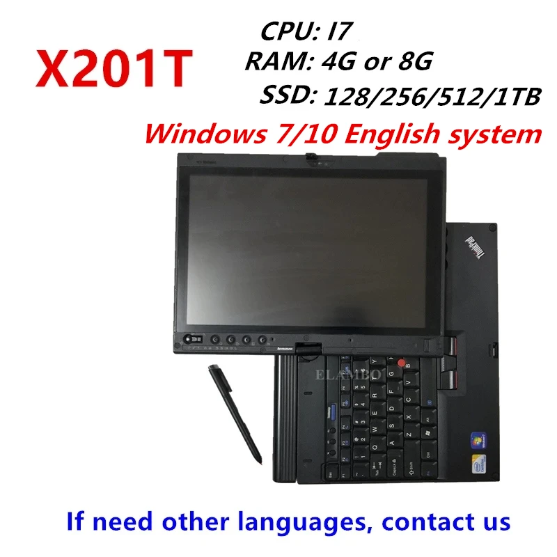 2023 Used ThinkPad X201T Laptop i7 cpu 4GB/8GB Ram with SSD Notebook Computers for Alldata MB Star c4 c5 Diagnostic tools Tablet