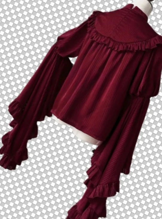 

Spring and Autumn New Blouse Long-sleeved Versatile Top Japanese Original Lolita Stand-up Collar Solid Color Inner Shirt