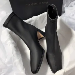 Ankle Boot Women Winter 2022 New Cashmere Warm Fashion Black Sexy Skinny Leg Elastic Botas De Invierno Para Mujer Bota Feminina