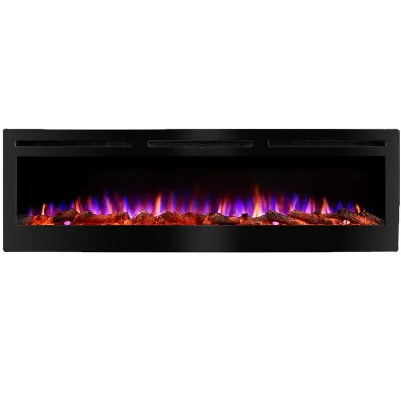 1500W Electric Fireplaces For Living Room Wood Decorative 3D Flame Indoor Recessed Wall Mounted Home Heater With Remote Control