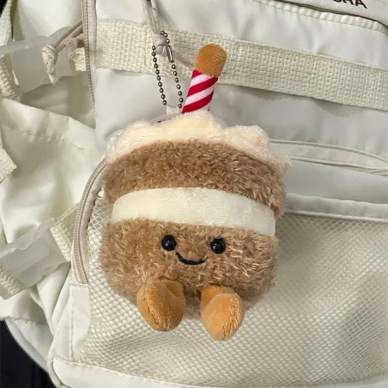 Cartoon Birthday Cake Plush Pendant Toys Simulation Birthday Cake Keychain Creative Funny Backpack Decoration Birthday Gifts