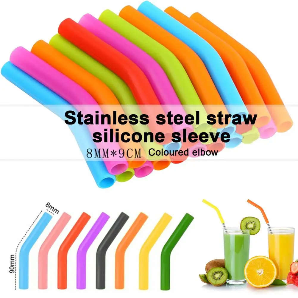 Reusable Metal Straws Hot Drink Straws Reusable Silicone Straw Tip Covers for Metal Straws Food-grade Protectors Bpa-free Elbow