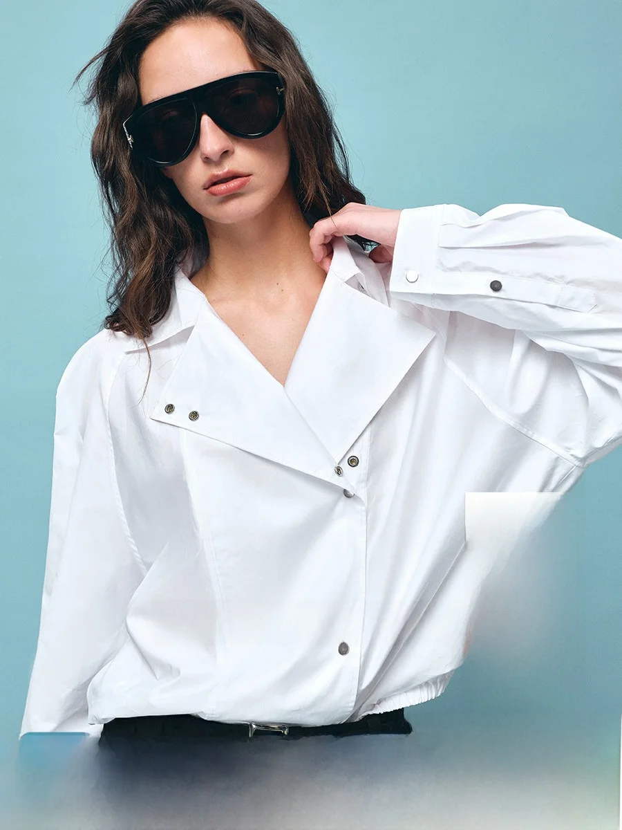 

Рубашка-пальто Yasako Barcelona в повседневном стиле с двумя пуговицами, модная женская свободная хлопковая рубашка с длинным рукавом