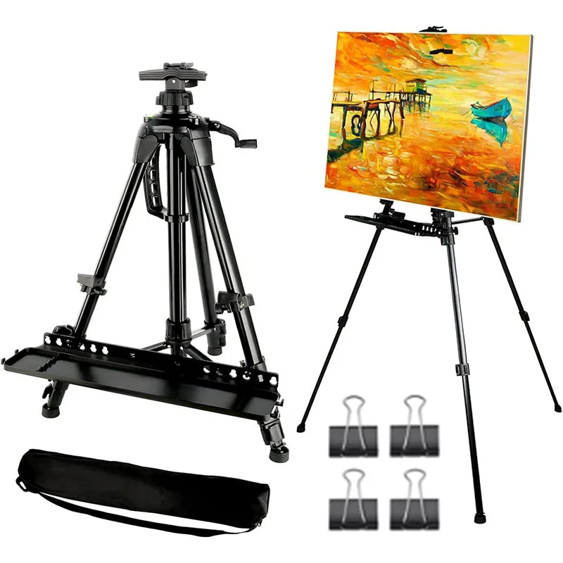 Cross-border hand-cranked sketch art easel tray, portable easel telescopic display triangle