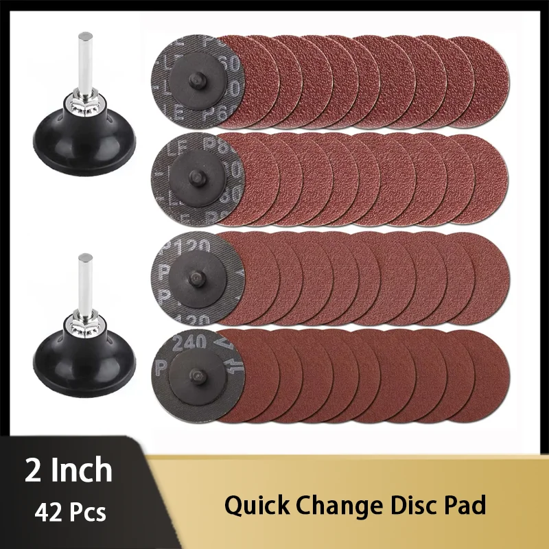 

2 Inch Quick Change Disc Pad Grits 60/80/120/240 Assorted with 2 Pcs 1/4 Inch Shank Widely Used for Surface Buffing and Cleaning