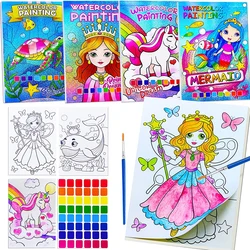 Paint with Water Coloring Books Princess Mermaid Unicorn Watercolor Painting Art Crafts Kit Kids Travel Activities Toys Gifts