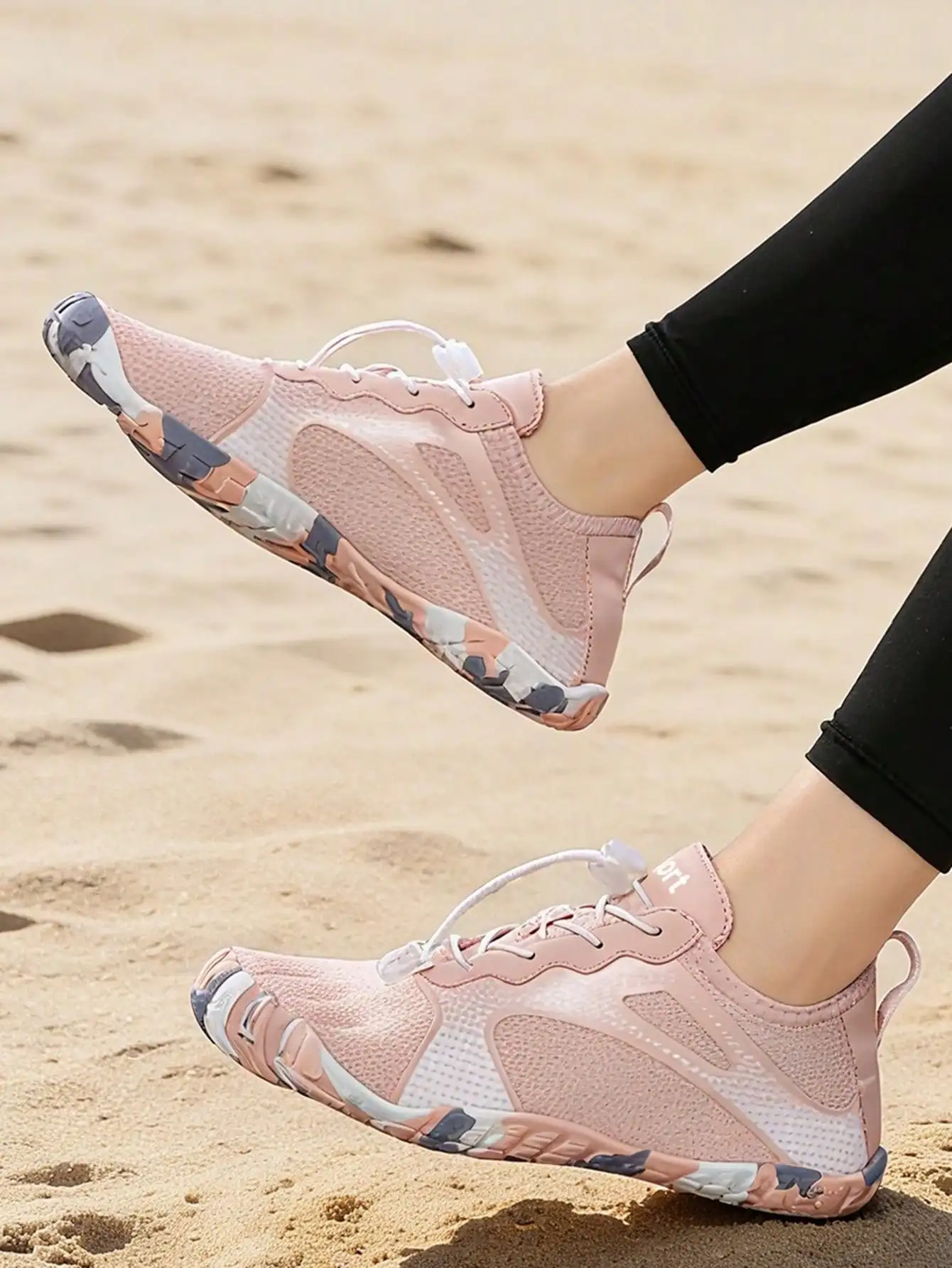 2026 New Pink Five-Finger Beach Shoes, Unisex Couple Barefoot Water Shoes, Portable Split-Toe Shoes, Outdoor Creek Trekking, Swimming, Fitness, Yoga Multi-Function Sports Shoes, Unisex Anti-Slip Split-Toe Shoes ST260306142508199461841