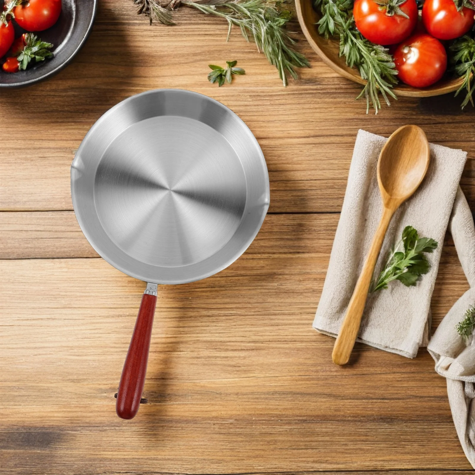 

Frying Pan Griddle Household Fried Egg Breakfast Pancake Stainless Steel Wood Skillet Cooking